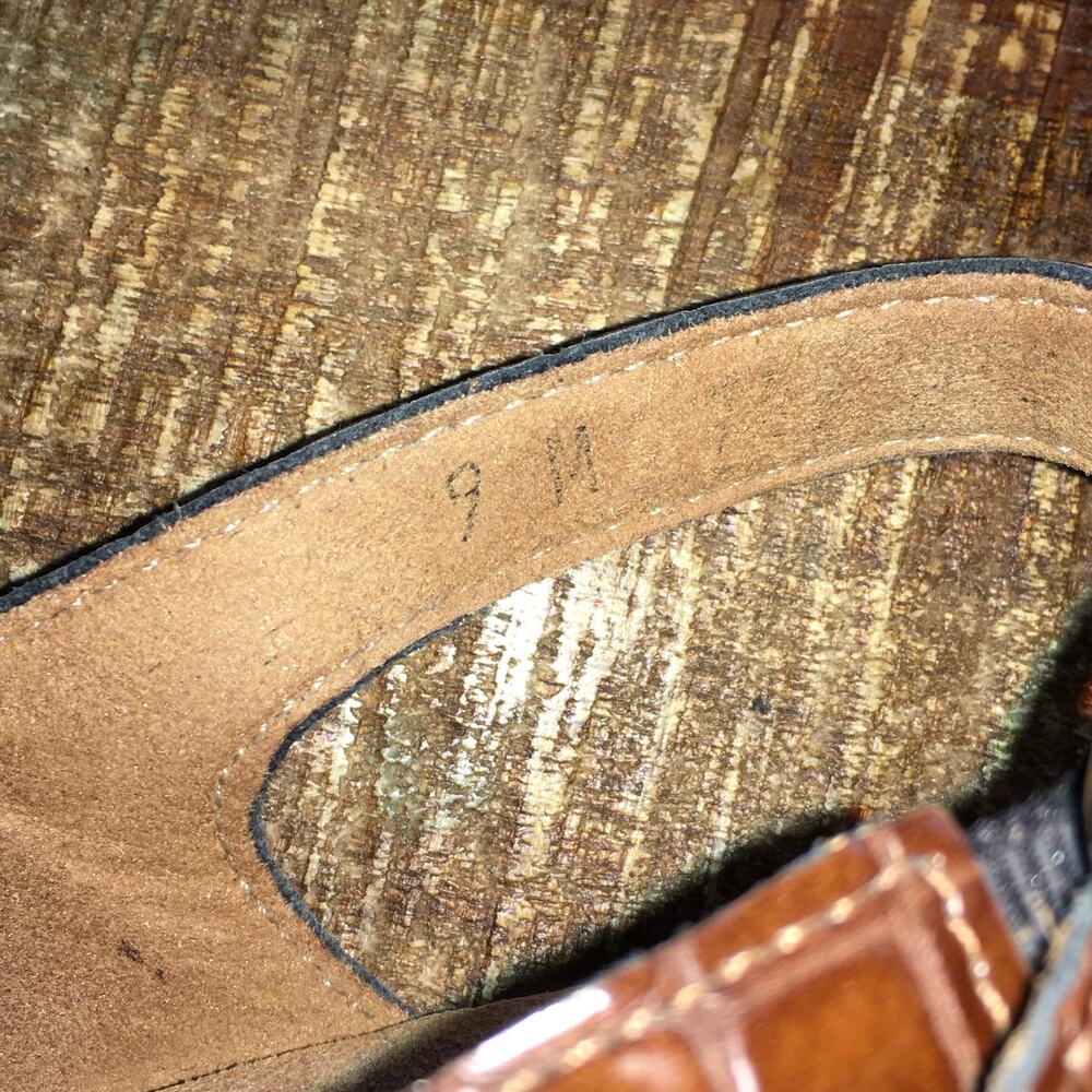 SAS Allegro Heel Strappy Sandal Womens 9 M Cognac Croc Brown Minimalist Staple - Picture 10 of 11